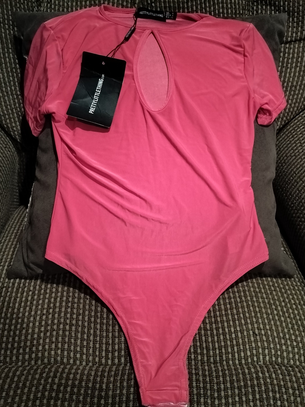 PrettyLittleThing Pink Keyhole Bodysuit With Snaps Sz 4